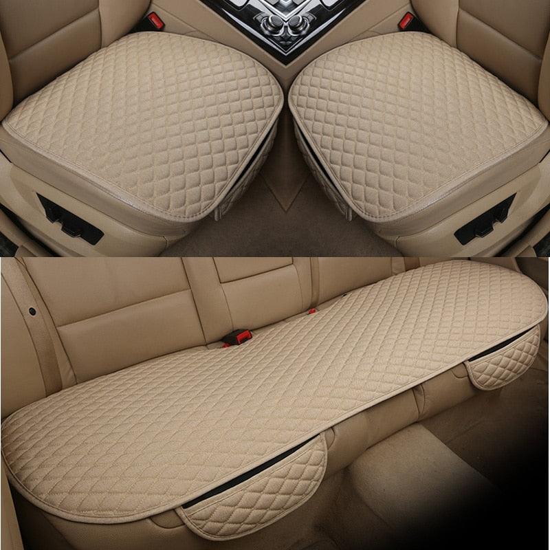 Flax Car Seat Cover Front Rear Linen Fabric Cushion Breathable Protector Mat Pad Universal Auto Interior Styling Truck  Car Seat Cushion Breathable Comfort Universal for Most Vehicles Automotive Interior Seat Protector Without Binding Pad Linen Mat Car In Stevvex