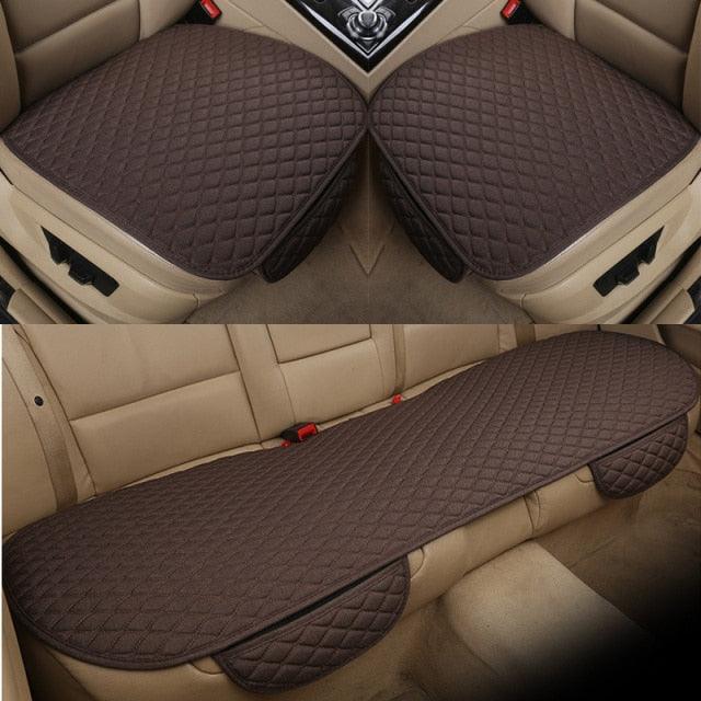 Flax Car Seat Cover Front Rear Linen Fabric Cushion Breathable Protector Mat Pad Universal Auto Interior Styling Truck  Car Seat Cushion Breathable Comfort Universal for Most Vehicles Automotive Interior Seat Protector Without Binding Pad Linen Mat Car In Stevvex