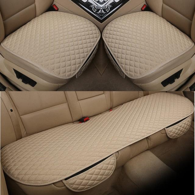 Flax Car Seat Cover Front Rear Linen Fabric Cushion Breathable Protector Mat Pad Universal Auto Interior Styling Truck  Car Seat Cushion Breathable Comfort Universal for Most Vehicles Automotive Interior Seat Protector Without Binding Pad Linen Mat Car In Stevvex