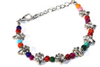 Fleur De Lis Multicolor Beaded Bracelet With Silver