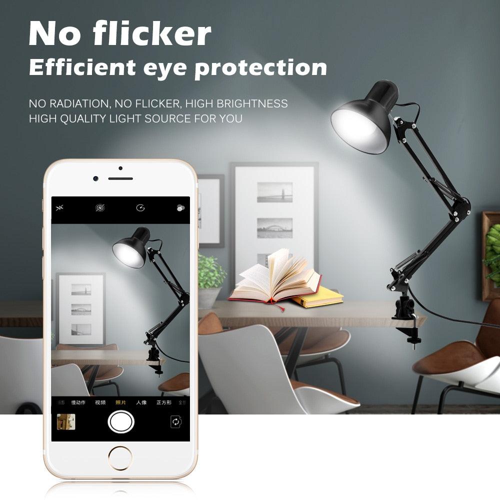 Flexible Led Desk Lamp Home Office Modern Table Lamp Metal Architect Adjustable Folding Reading Light Decorative Table Lamp Cute Study Lamps for Bedroom Décor Stevvex