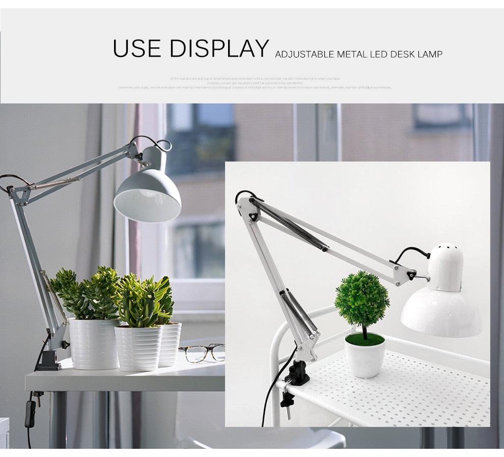 Flexible Led Desk Lamp Home Office Modern Table Lamp Metal Architect Adjustable Folding Reading Light Decorative Table Lamp Cute Study Lamps for Bedroom Décor Stevvex