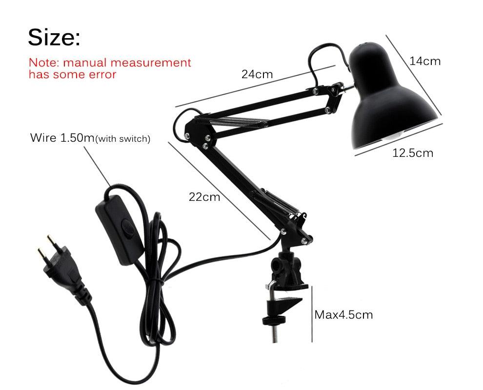 Flexible Led Desk Lamp Home Office Modern Table Lamp Metal Architect Adjustable Folding Reading Light Decorative Table Lamp Cute Study Lamps for Bedroom Décor Stevvex