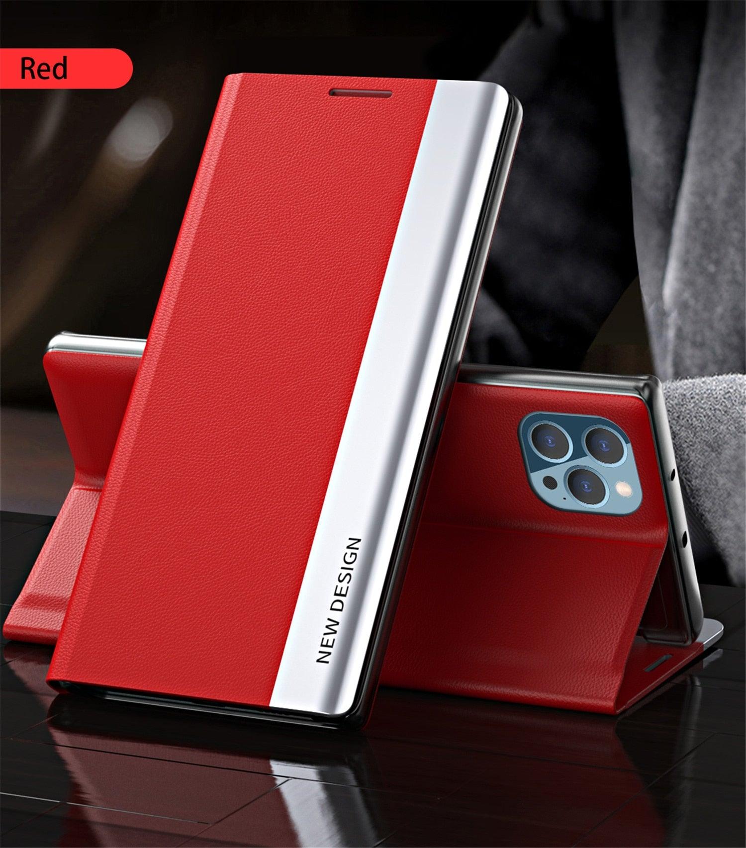 Flip Case For iPhone 14 Pro Max 12 13 Mini Luxury Wallet Stand Elegant Cover Phone Magnetic Leather Protective Cover Luxury Red Shockproof Cover with Stand Flip Case Stevvex