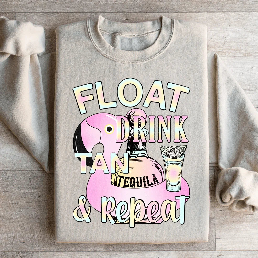 Float Drink Tan Repeat Sweatshirt Peachy Sunday