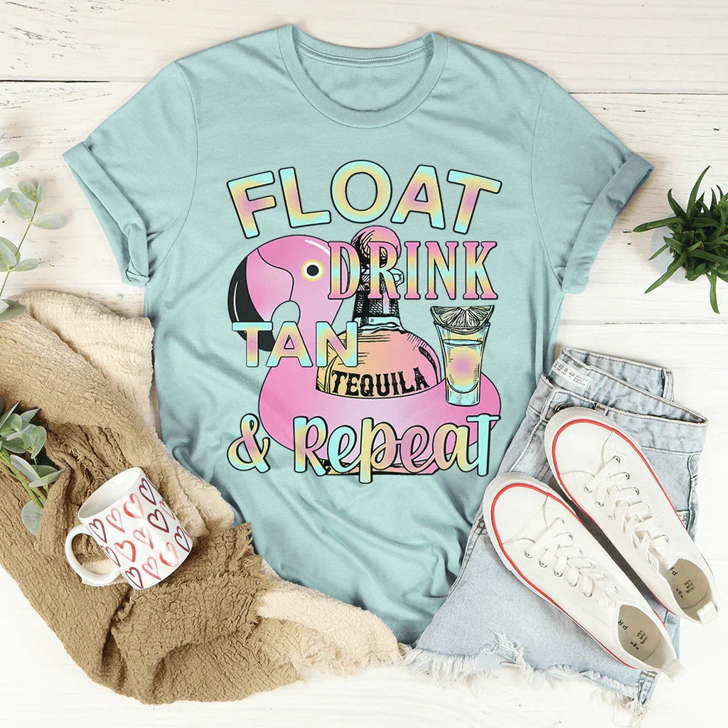 Float Drink Tan Repeat Tee Peachy Sunday
