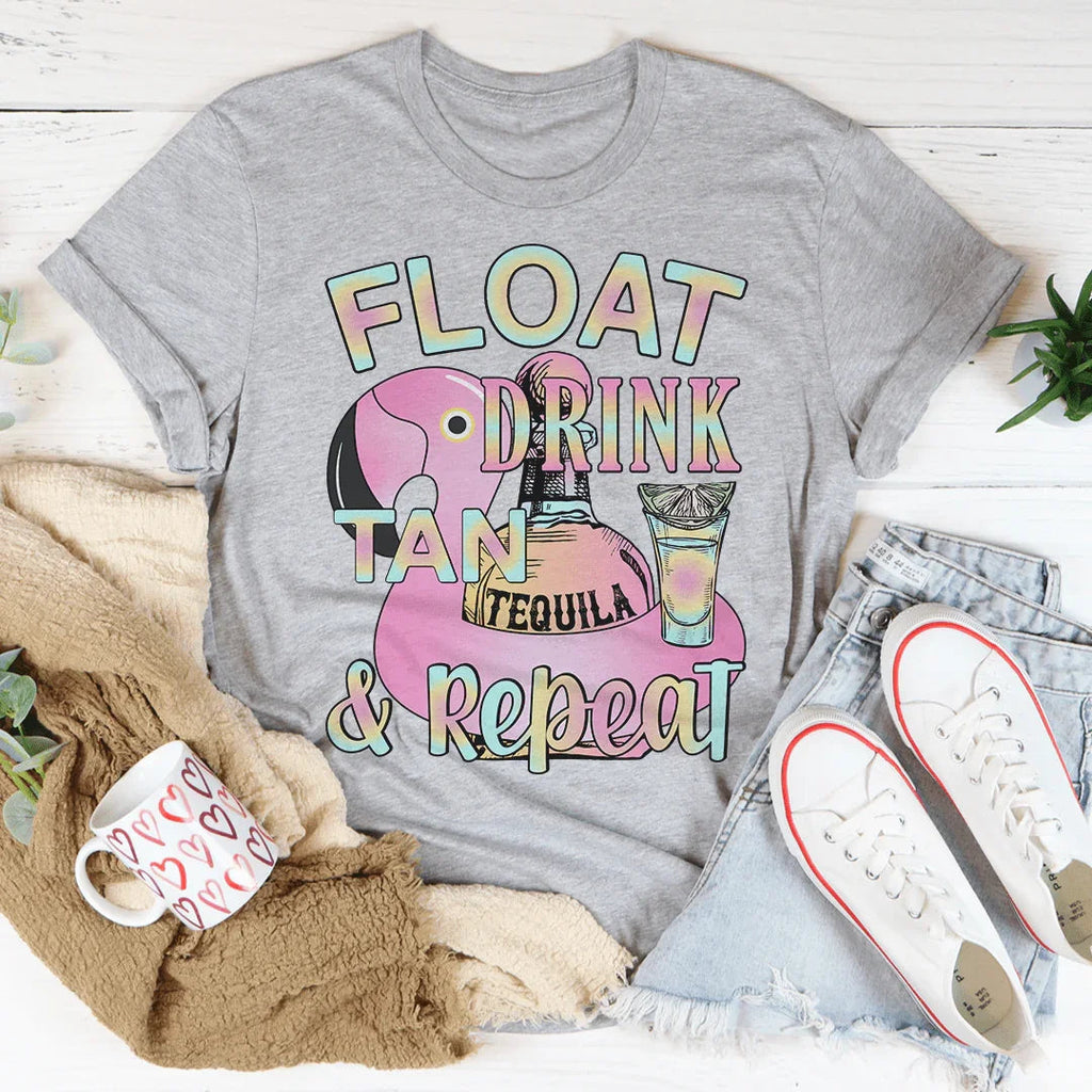 Float Drink Tan Repeat Tee Peachy Sunday
