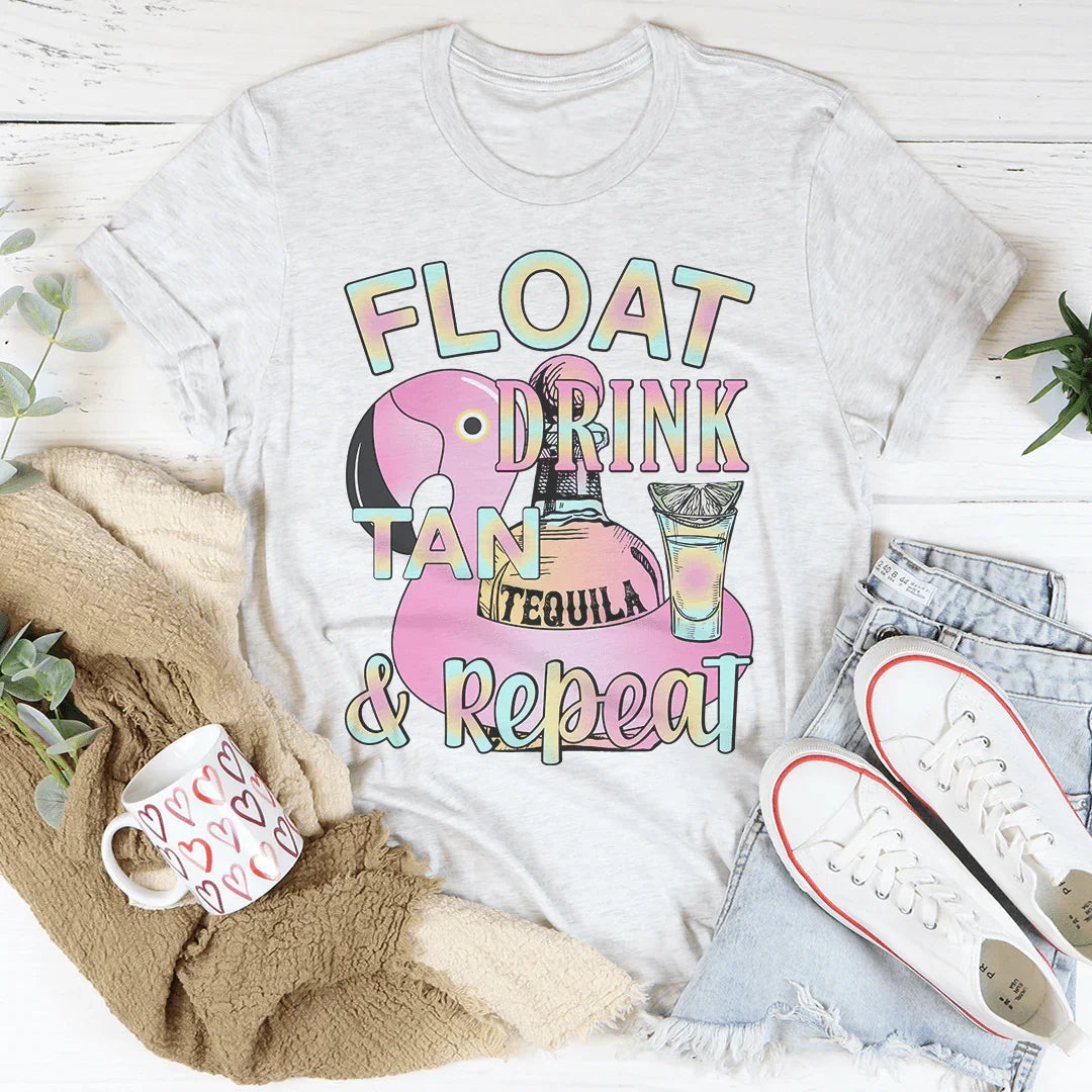 Float Drink Tan Repeat Tee Peachy Sunday