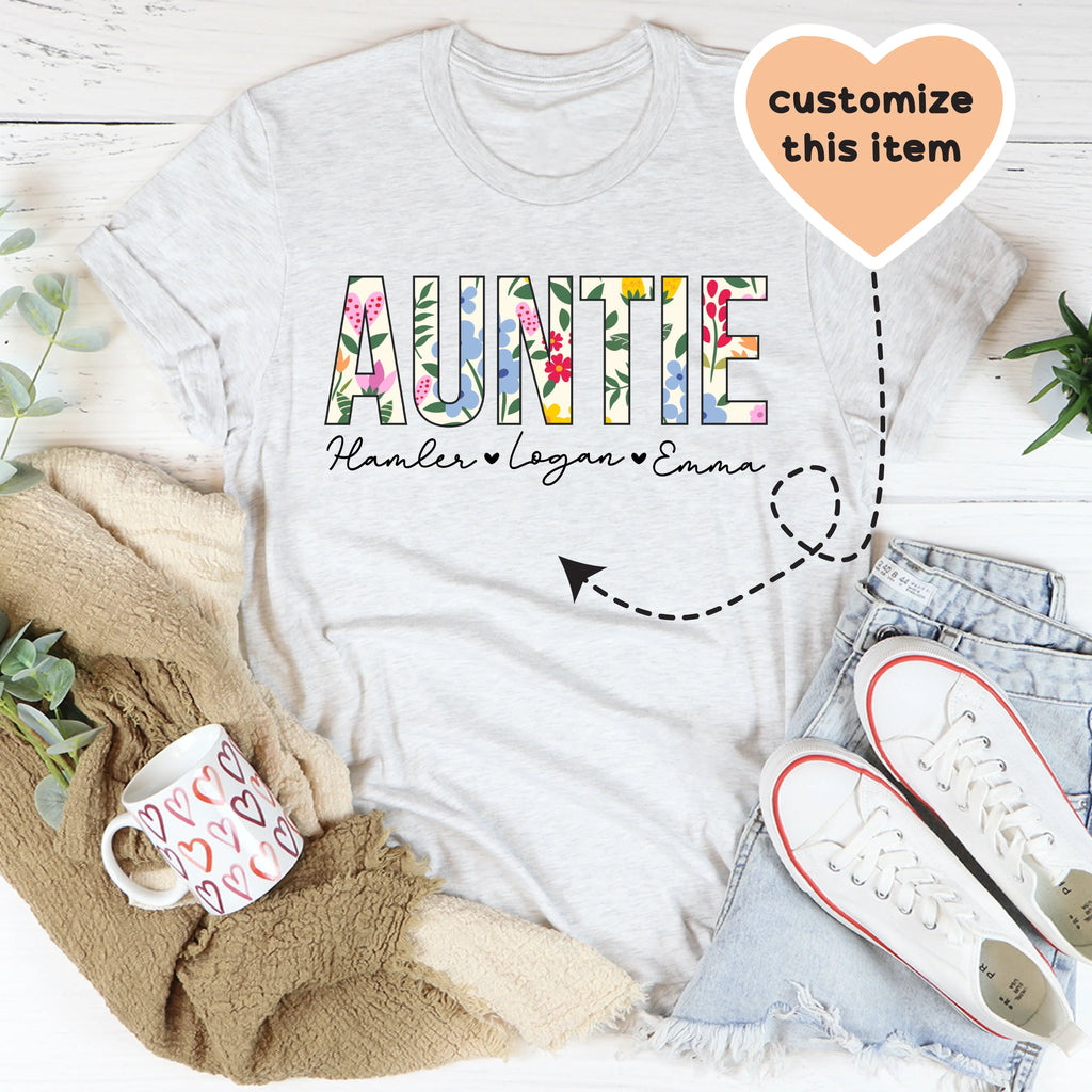 Floral Auntie Custom Tee Peachy Sunday