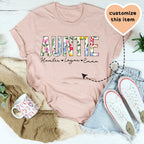 Floral Auntie Custom Tee Peachy Sunday