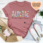 Floral Auntie Custom Tee Peachy Sunday