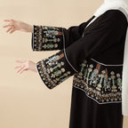 Floral Embroidered Crepe Open Abaya (MOA128)