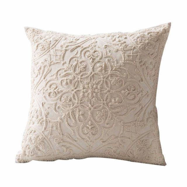 Floral Embroidered Throw Pillow Covers Cotton Pillowcase Sofa Couch For Home Decor Embroidery Throw Pillow Covers Square Cushion Case Modern Cushion Cover Square Pillowcase Decoration for Sofa Bed Chair Car 50x50cm Stevvex