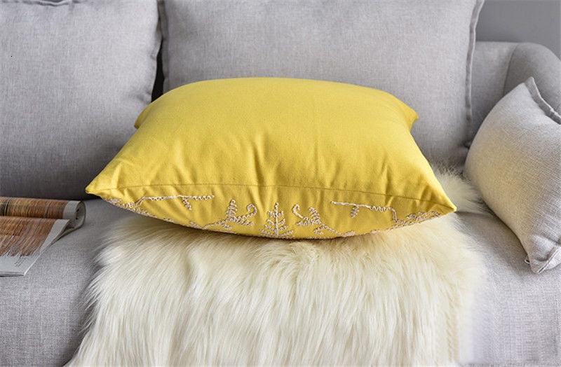 Floral Embroidered Throw Pillow Covers Cotton Pillowcase Sofa Couch For Home Decor Embroidery Throw Pillow Covers Square Cushion Case Modern Cushion Cover Square Pillowcase Decoration for Sofa Bed Chair Car 50x50cm Stevvex