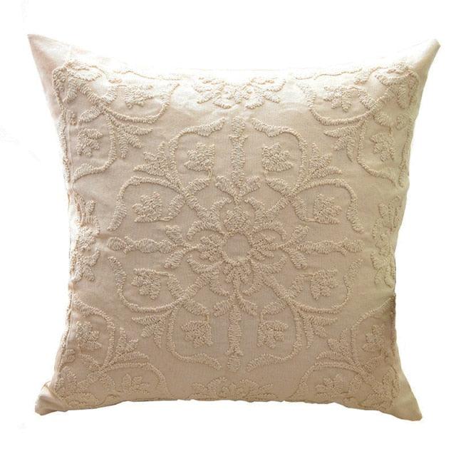 Floral Embroidered Throw Pillow Covers Cotton Pillowcase Sofa Couch For Home Decor Embroidery Throw Pillow Covers Square Cushion Case Modern Cushion Cover Square Pillowcase Decoration for Sofa Bed Chair Car 50x50cm Stevvex