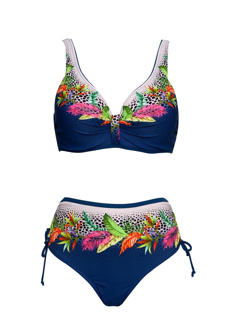 Floral High-Waist Bikini Sets Push Up Swimsuit Summer Two Pieces Swimwear Women Plus Size Two 2 Piece Bikini Sets Push Up Swimsuit Separates Tops Bottoms Swimwear Bathing Suit Women Plus Size Bathing Suits Stevvex