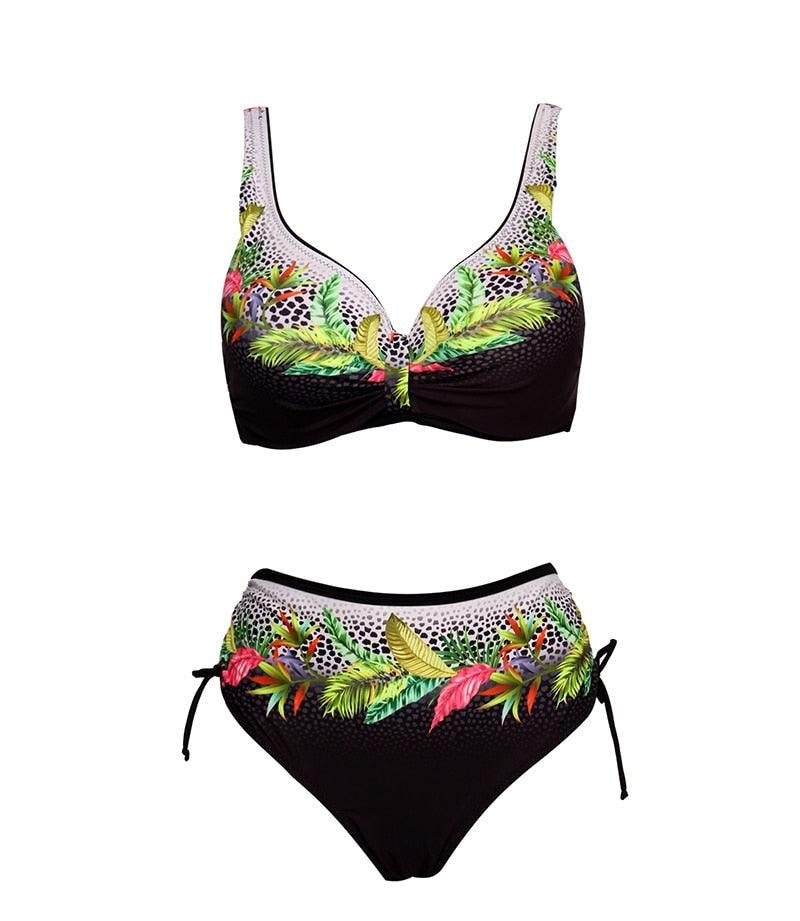 Floral High-Waist Bikini Sets Push Up Swimsuit Summer Two Pieces Swimwear Women Plus Size Two 2 Piece Bikini Sets Push Up Swimsuit Separates Tops Bottoms Swimwear Bathing Suit Women Plus Size Bathing Suits Stevvex