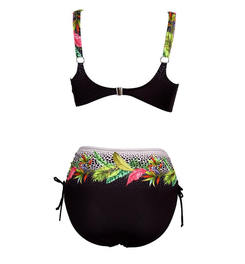 Floral High-Waist Bikini Sets Push Up Swimsuit Summer Two Pieces Swimwear Women Plus Size Two 2 Piece Bikini Sets Push Up Swimsuit Separates Tops Bottoms Swimwear Bathing Suit Women Plus Size Bathing Suits Stevvex