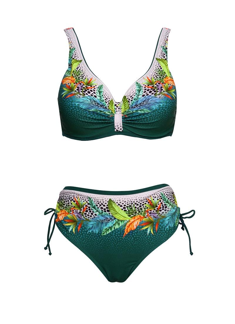 Floral High-Waist Bikini Sets Push Up Swimsuit Summer Two Pieces Swimwear Women Plus Size Two 2 Piece Bikini Sets Push Up Swimsuit Separates Tops Bottoms Swimwear Bathing Suit Women Plus Size Bathing Suits Stevvex