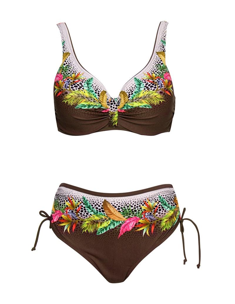 Floral High-Waist Bikini Sets Push Up Swimsuit Summer Two Pieces Swimwear Women Plus Size Two 2 Piece Bikini Sets Push Up Swimsuit Separates Tops Bottoms Swimwear Bathing Suit Women Plus Size Bathing Suits Stevvex