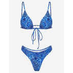 Floral Print Bikini String Swimsuit High Cut Bikini Set Bathing Suit Women's Swimsuit Halter Ribbed Polka Dot Tie Dye String Bathing Suit Bikini Set Women Swimwear High Waist Bikinis Beach Stevvex