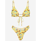 Floral Print Bikini String Swimsuit High Cut Bikini Set Bathing Suit Women's Swimsuit Halter Ribbed Polka Dot Tie Dye String Bathing Suit Bikini Set Women Swimwear High Waist Bikinis Beach Stevvex