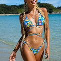 Floral Print Swimsuit Triangle Micro Bikini Set String High Cut Swimwear Women Swimming Suit Bathing Suit High Cut String Floral Bikini Sets Cute Underwire Swimsuits for Women Push Up 2 Piece Bathing Suits Stevvex