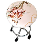 Floral Printed Round Chair Cover Bar Stool Elastic Seat Cover Home Chair Slipcover Anti-dirty Case Removable Chair Protector Stretch Round Bar Stool Covers Washable Stool Cushion Slipcover Elastic Bar Chair Covers Stevvex