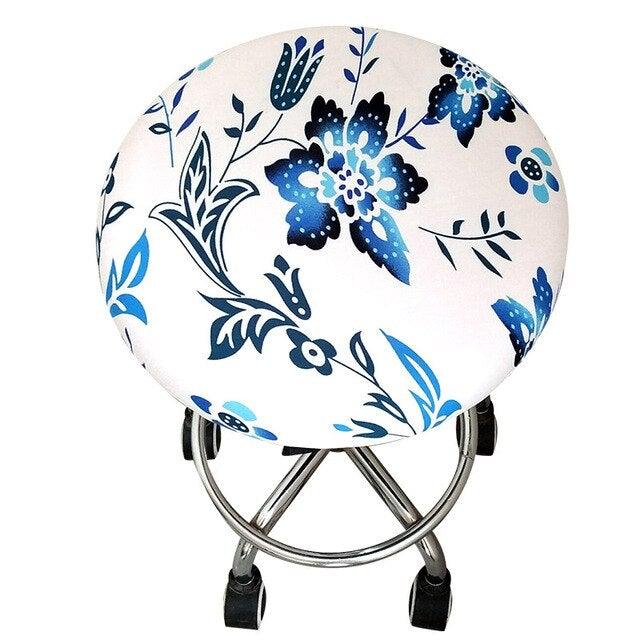 Floral Printed Round Chair Cover Bar Stool Elastic Seat Cover Home Chair Slipcover Anti-dirty Case Removable Chair Protector Stretch Round Bar Stool Covers Washable Stool Cushion Slipcover Elastic Bar Chair Covers Stevvex