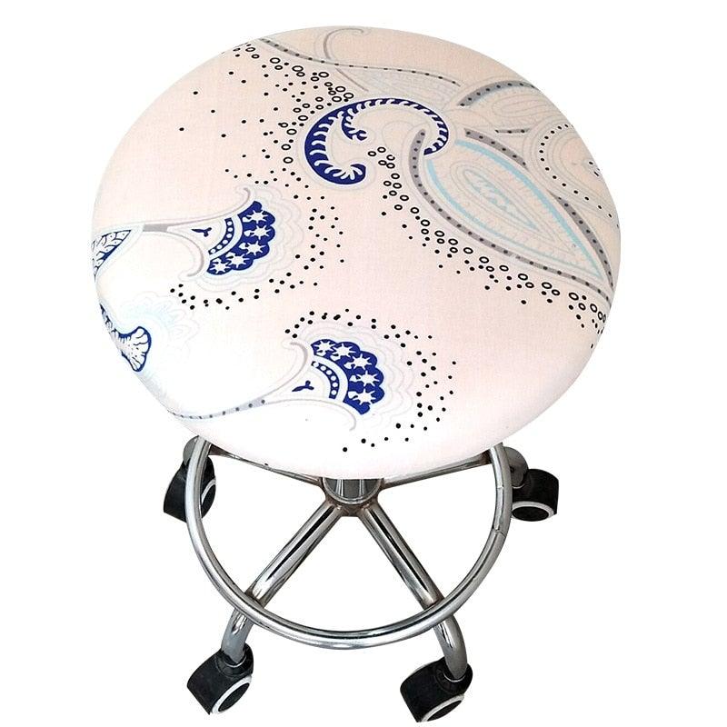 Floral Printed Round Chair Cover Bar Stool Elastic Seat Cover Home Chair Slipcover Anti-dirty Case Removable Chair Protector Stretch Round Bar Stool Covers Washable Stool Cushion Slipcover Elastic Bar Chair Covers Stevvex