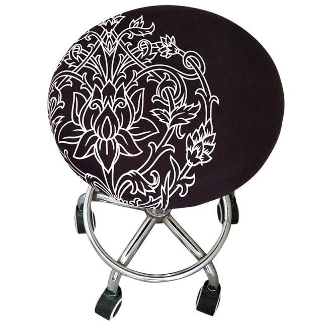 Floral Printed Round Chair Cover Bar Stool Elastic Seat Cover Home Chair Slipcover Anti-dirty Case Removable Chair Protector Stretch Round Bar Stool Covers Washable Stool Cushion Slipcover Elastic Bar Chair Covers Stevvex