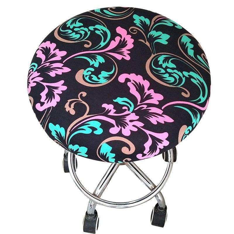Floral Printed Round Chair Cover Bar Stool Elastic Seat Cover Home Chair Slipcover Anti-dirty Case Removable Chair Protector Stretch Round Bar Stool Covers Washable Stool Cushion Slipcover Elastic Bar Chair Covers Stevvex
