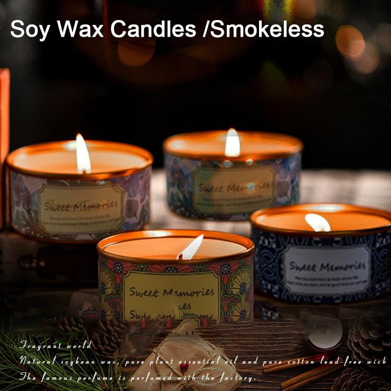 Floral Scented Smokeless Candle Tin Can Perfume Scented Candles for Home Relaxing Stress Relief Aromatherapy  Natural Soy Wax And Fragrance Handmade Scented Candle Natural Soy Wax Home Cristmas Decoration Stevvex