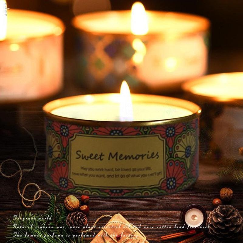 Floral Scented Smokeless Candle Tin Can Perfume Scented Candles for Home Relaxing Stress Relief Aromatherapy  Natural Soy Wax And Fragrance Handmade Scented Candle Natural Soy Wax Home Cristmas Decoration Stevvex