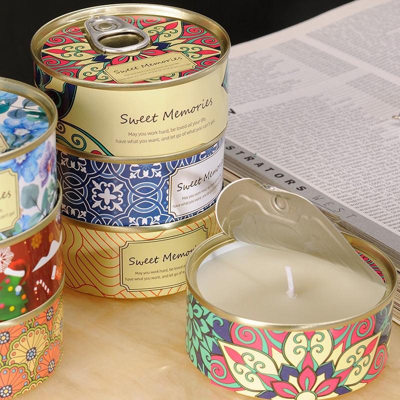 Floral Scented Smokeless Candle Tin Can Perfume Scented Candles for Home Relaxing Stress Relief Aromatherapy  Natural Soy Wax And Fragrance Handmade Scented Candle Natural Soy Wax Home Cristmas Decoration Stevvex
