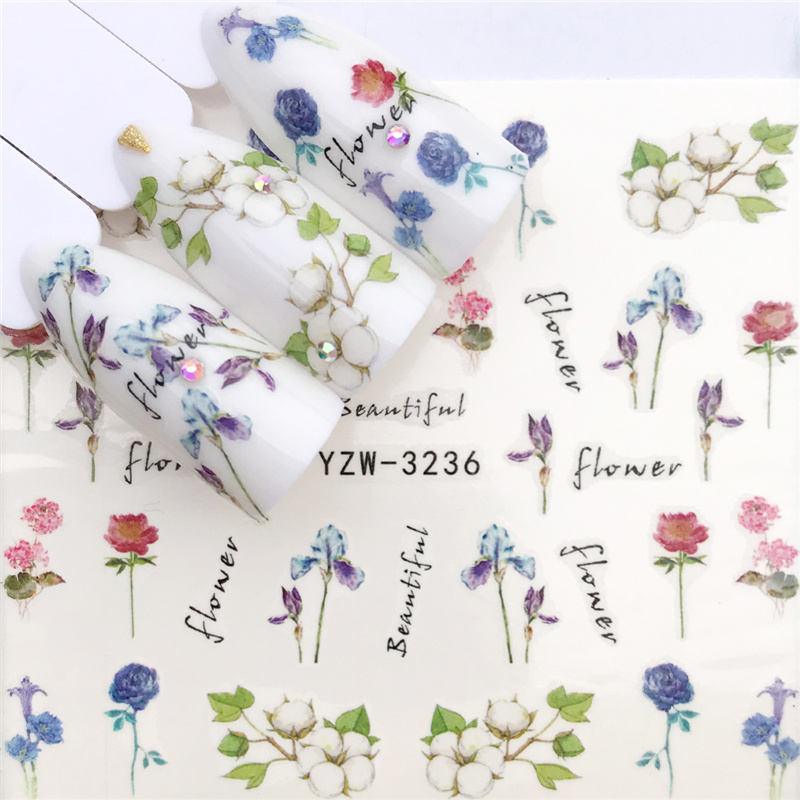Flower Animal Designs Water Transfer Sticker Nail Art Decals Fashion Wraps Tips Manicure Tools Nail Watermark Decals iridescent Decoration Nail Self-Adhesive Decals Nail Stickers Water Transfer Fresh Nail Decals for Nail Art Stevvex
