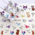 Flower Animal Designs Water Transfer Sticker Nail Art Decals Fashion Wraps Tips Manicure Tools Nail Watermark Decals iridescent Decoration Nail Self-Adhesive Decals Nail Stickers Water Transfer Fresh Nail Decals for Nail Art Stevvex