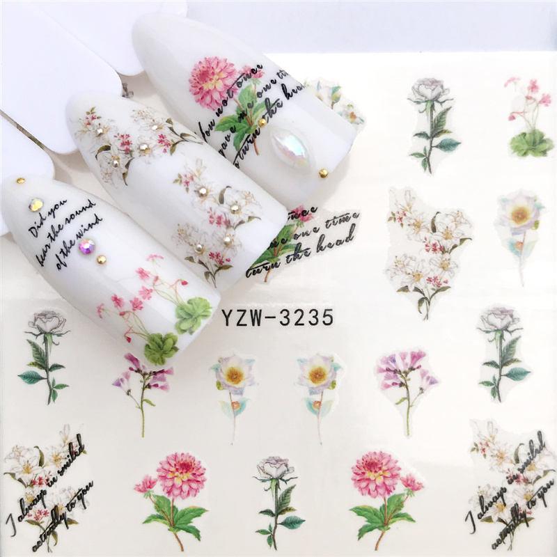 Flower Animal Designs Water Transfer Sticker Nail Art Decals Fashion Wraps Tips Manicure Tools Nail Watermark Decals iridescent Decoration Nail Self-Adhesive Decals Nail Stickers Water Transfer Fresh Nail Decals for Nail Art Stevvex