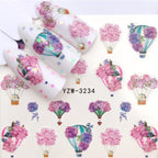 Flower Animal Designs Water Transfer Sticker Nail Art Decals Fashion Wraps Tips Manicure Tools Nail Watermark Decals iridescent Decoration Nail Self-Adhesive Decals Nail Stickers Water Transfer Fresh Nail Decals for Nail Art Stevvex