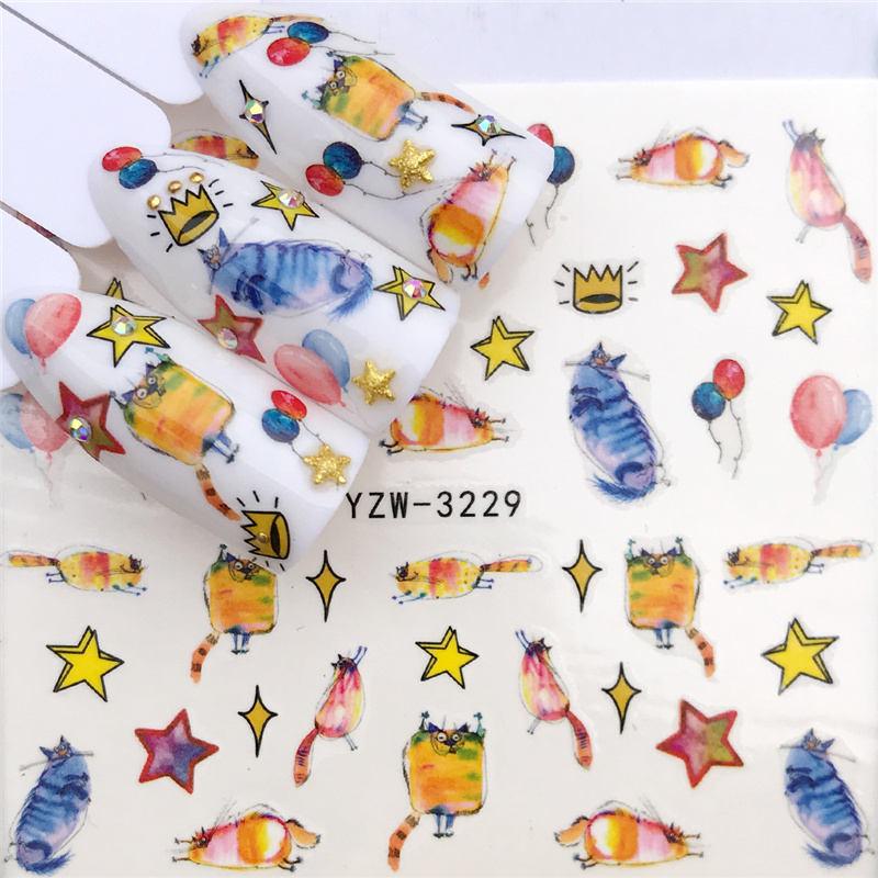 Flower Animal Designs Water Transfer Sticker Nail Art Decals Fashion Wraps Tips Manicure Tools Nail Watermark Decals iridescent Decoration Nail Self-Adhesive Decals Nail Stickers Water Transfer Fresh Nail Decals for Nail Art Stevvex