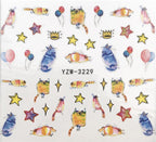 Flower Animal Designs Water Transfer Sticker Nail Art Decals Fashion Wraps Tips Manicure Tools Nail Watermark Decals iridescent Decoration Nail Self-Adhesive Decals Nail Stickers Water Transfer Fresh Nail Decals for Nail Art Stevvex