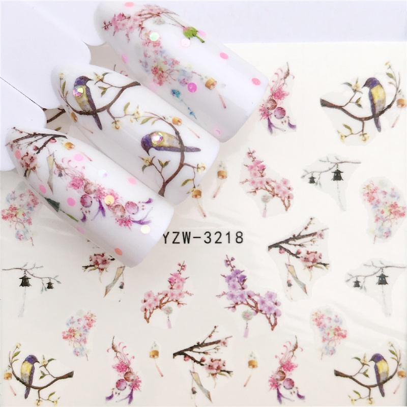 Flower Animal Designs Water Transfer Sticker Nail Art Decals Fashion Wraps Tips Manicure Tools Nail Watermark Decals iridescent Decoration Nail Self-Adhesive Decals Nail Stickers Water Transfer Fresh Nail Decals for Nail Art Stevvex