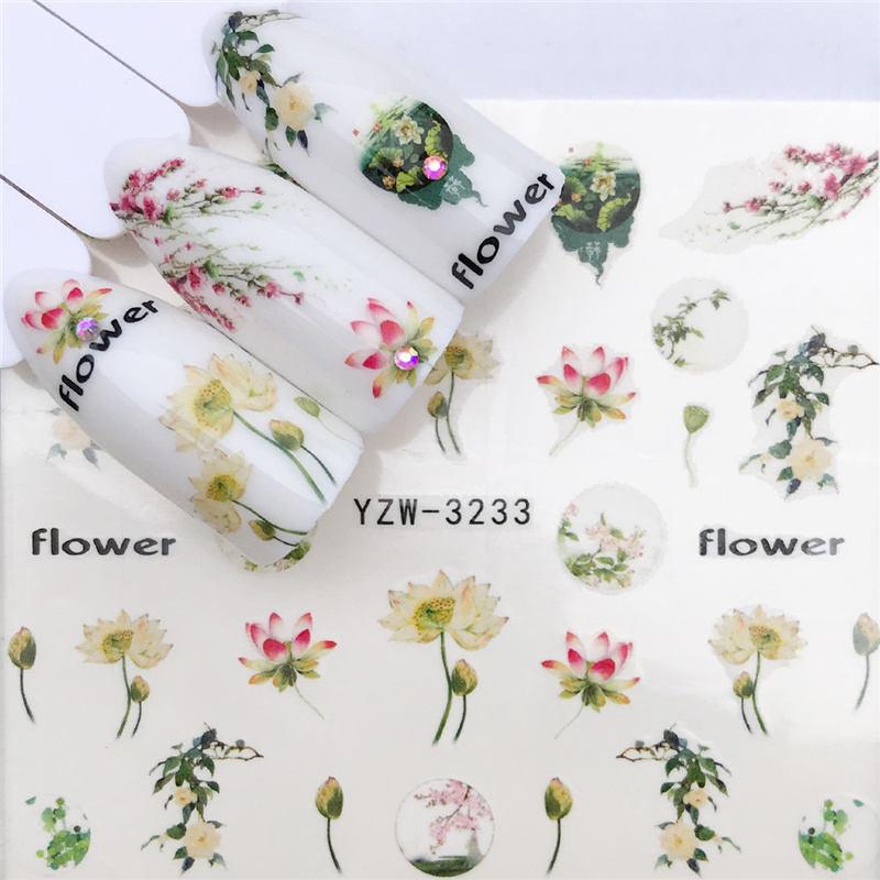 Flower Animal Designs Water Transfer Sticker Nail Art Decals Fashion Wraps Tips Manicure Tools Nail Watermark Decals iridescent Decoration Nail Self-Adhesive Decals Nail Stickers Water Transfer Fresh Nail Decals for Nail Art Stevvex