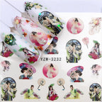 Flower Animal Designs Water Transfer Sticker Nail Art Decals Fashion Wraps Tips Manicure Tools Nail Watermark Decals iridescent Decoration Nail Self-Adhesive Decals Nail Stickers Water Transfer Fresh Nail Decals for Nail Art Stevvex