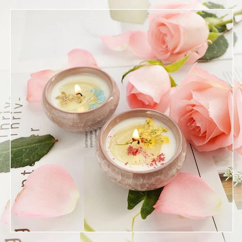 Flower Aromatherapy Candle Soy Wax Home Decorative Scented Candles  Portable Travel Jar Aromatherapy Candles Set Used for Stress Relief in Bath Yoga Sleep Ideal for Thanksgiving Christmas Birthday Wedding Party Home Decoration Aroma Candles Stevvex