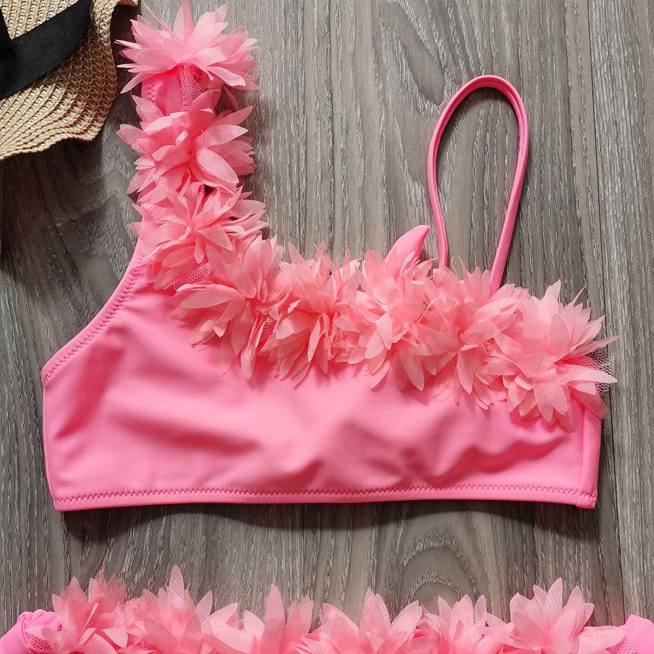 Flower Girl Swimsuit Ruffle Women Swimwear Kids Children Toddler Bikini Bathing Suit Beachwear Sets Kids Two Piece Children's Swimwear Toddler Girl Bikini Little Girls Cute Princess Pink Bathing Suit Summer Beachwear Stevvex