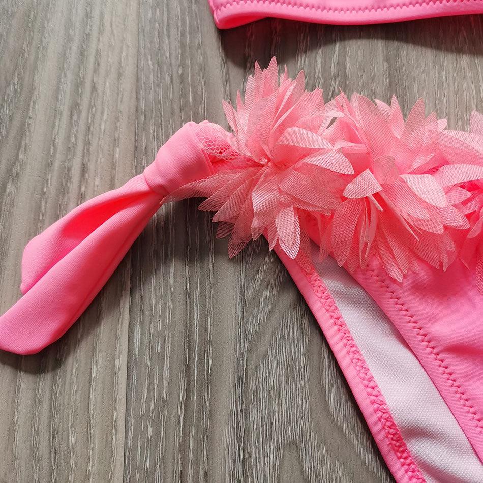 Flower Girl Swimsuit Ruffle Women Swimwear Kids Children Toddler Bikini Bathing Suit Beachwear Sets Kids Two Piece Children's Swimwear Toddler Girl Bikini Little Girls Cute Princess Pink Bathing Suit Summer Beachwear Stevvex