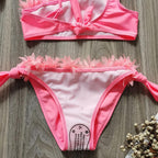 Flower Girl Swimsuit Ruffle Women Swimwear Kids Children Toddler Bikini Bathing Suit Beachwear Sets Kids Two Piece Children's Swimwear Toddler Girl Bikini Little Girls Cute Princess Pink Bathing Suit Summer Beachwear Stevvex