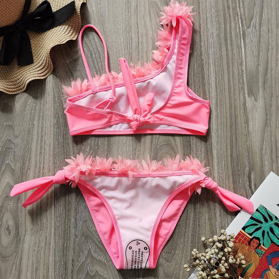 Flower Girl Swimsuit Ruffle Women Swimwear Kids Children Toddler Bikini Bathing Suit Beachwear Sets Kids Two Piece Children's Swimwear Toddler Girl Bikini Little Girls Cute Princess Pink Bathing Suit Summer Beachwear Stevvex
