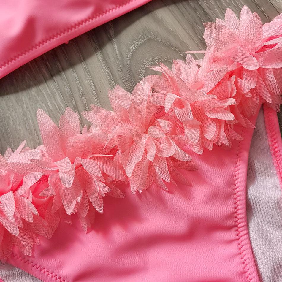 Flower Girl Swimsuit Ruffle Women Swimwear Kids Children Toddler Bikini Bathing Suit Beachwear Sets Kids Two Piece Children's Swimwear Toddler Girl Bikini Little Girls Cute Princess Pink Bathing Suit Summer Beachwear Stevvex